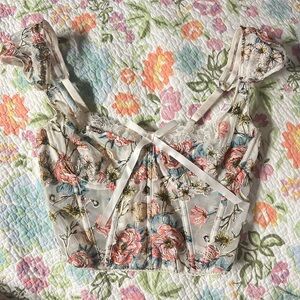 Victorias Secret Dream Angel Lace Floral Embroidered Corset Top | 32C